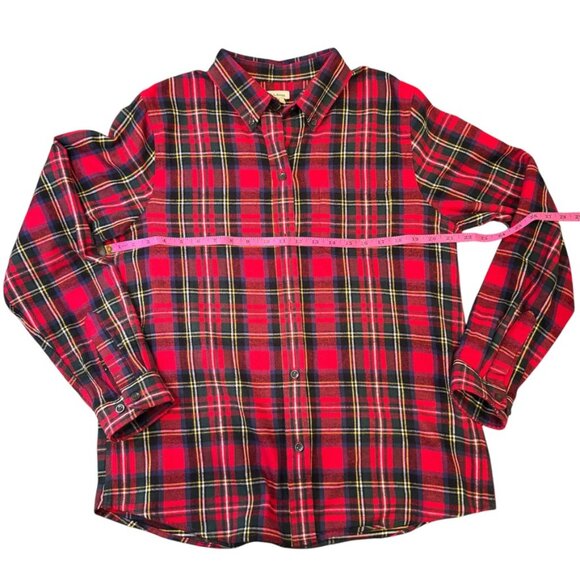 LL Bean Flannel Shirt Womens Size M Long Sleeve‎ Button Down Plaid Red - Picture 9 of 11